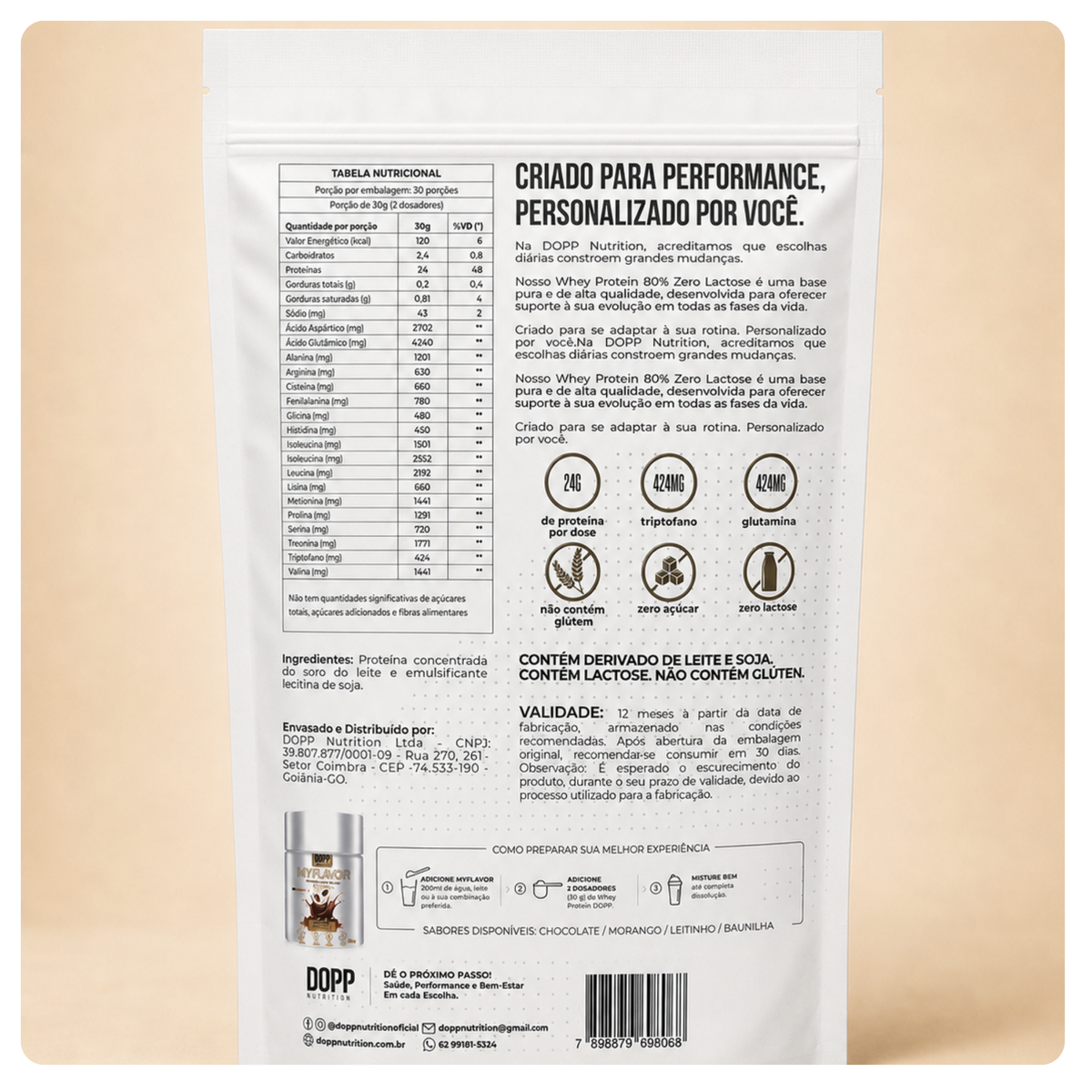 Whey Sem Sabor 80% Zero Lactose