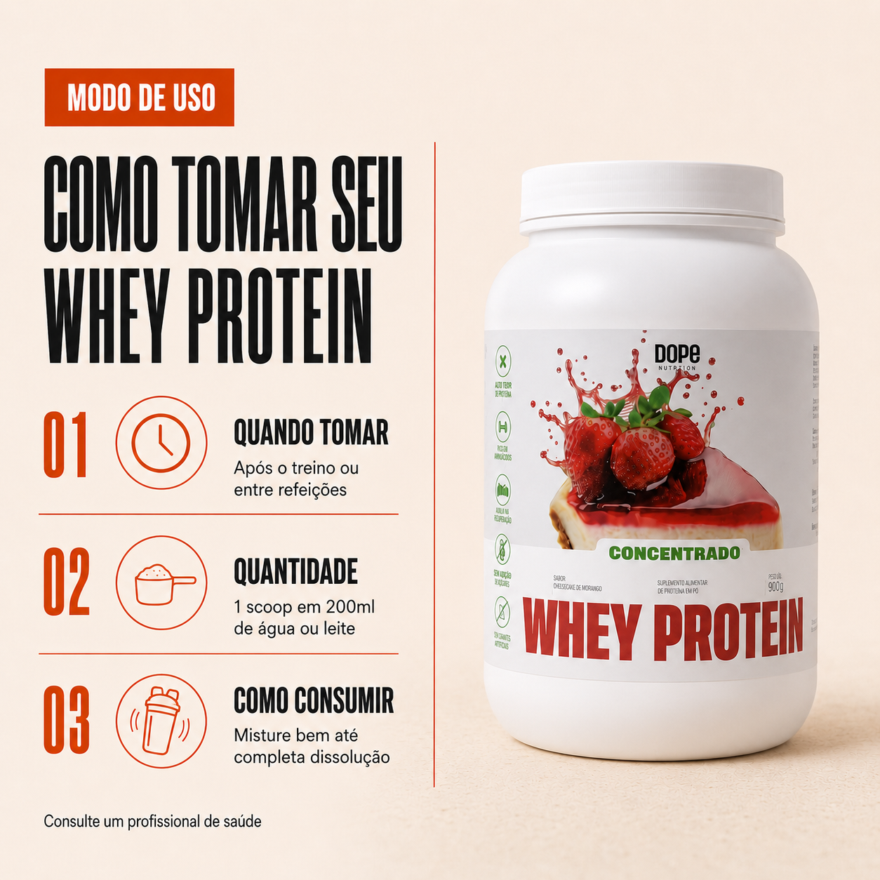 Whey Concentrado Cheesecake de Morango 900 gramas