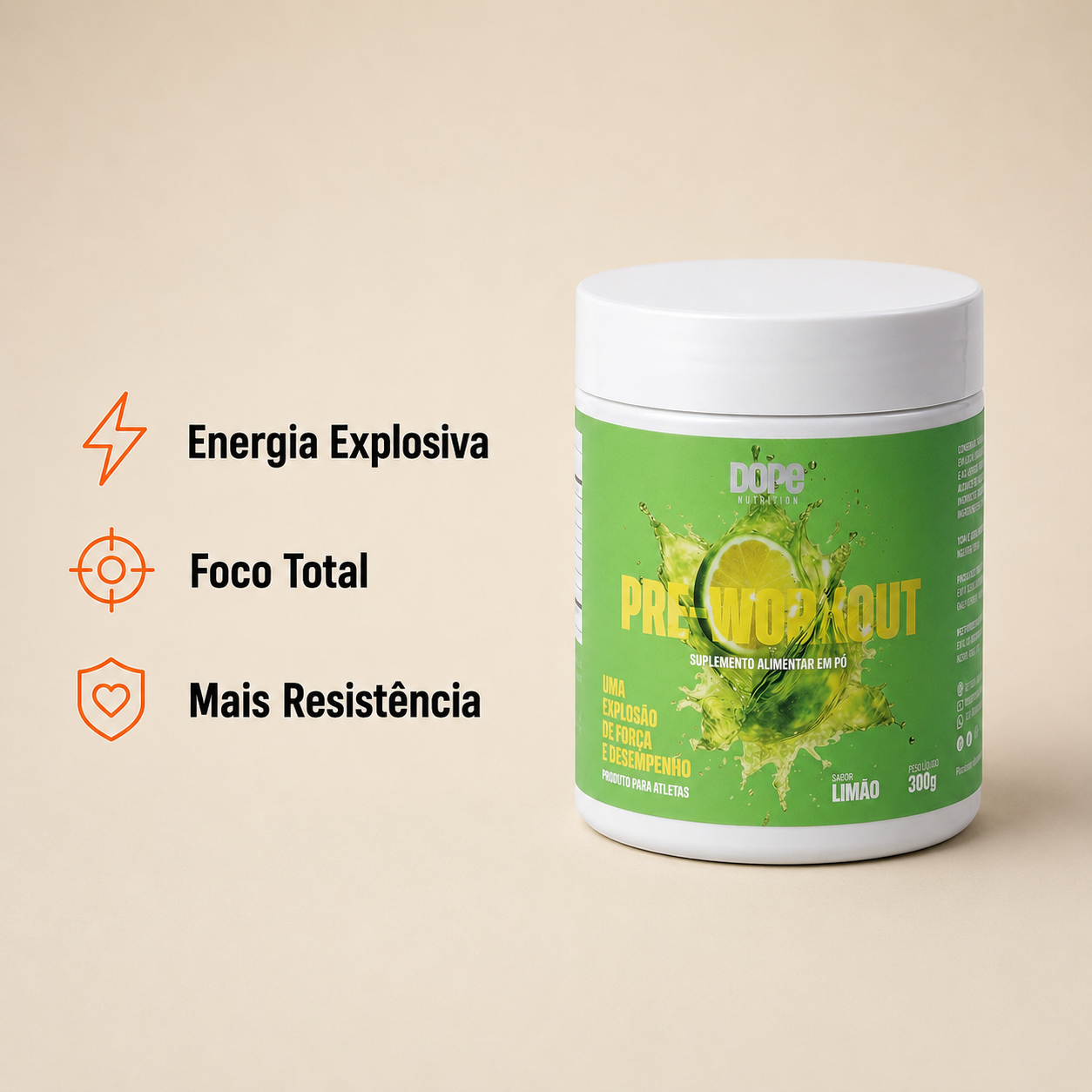 Pré-Treino Limão 300 gramas