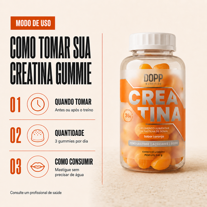 Creatina em Gummie  60 Cápsulas Sabor Laranja