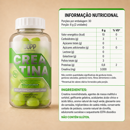 Creatina em Gummie  60 Cápsulas Sabor Maça Verde