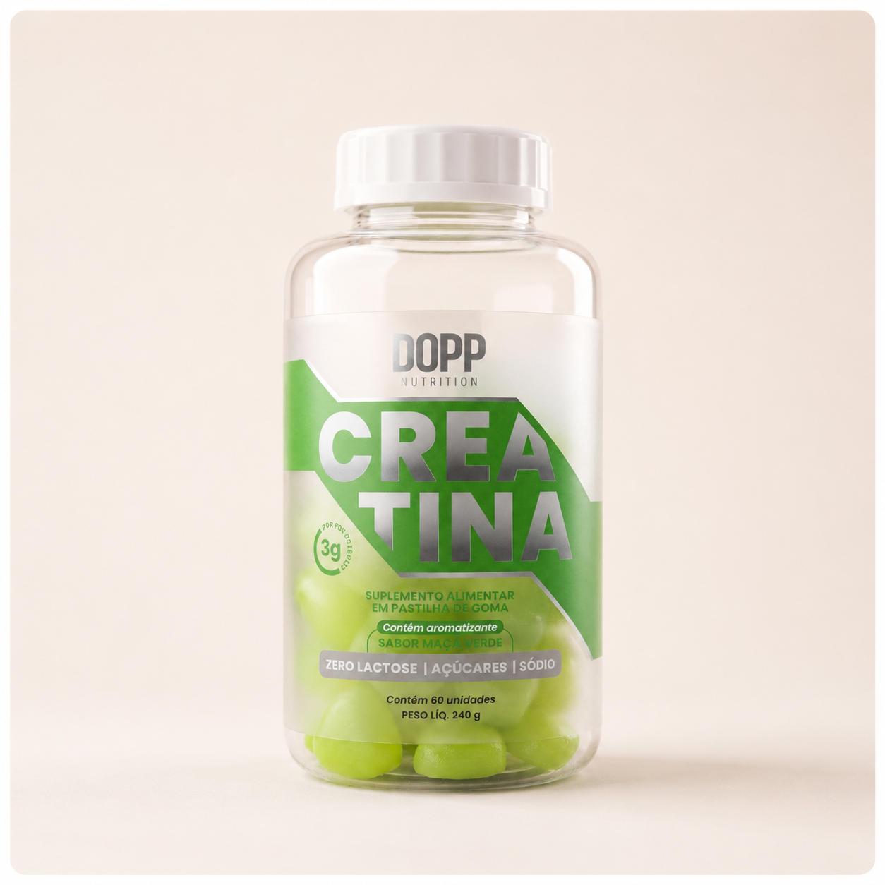 Creatina em Gummie  60 Cápsulas Sabor Maça Verde