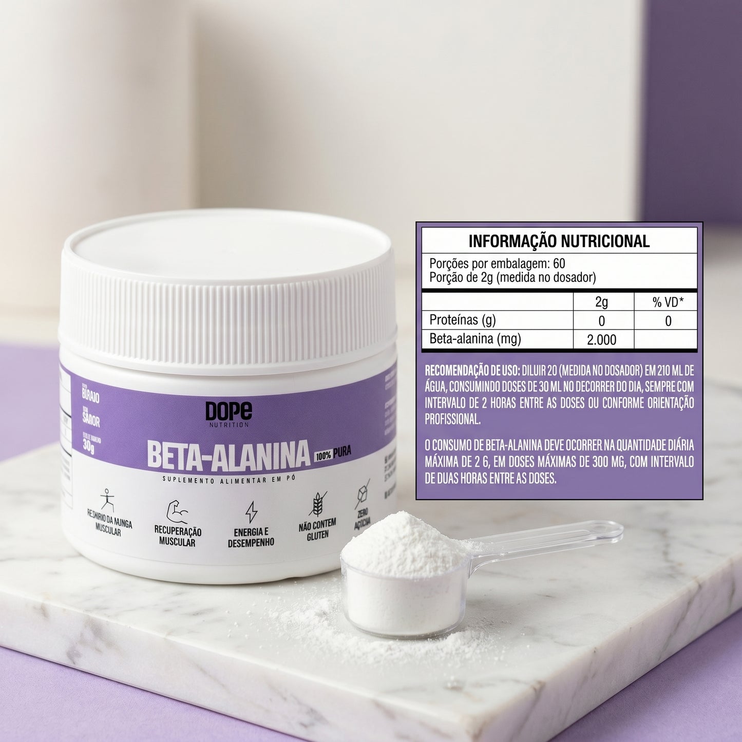 Beta-Alanina 100% Pura 120 gramas