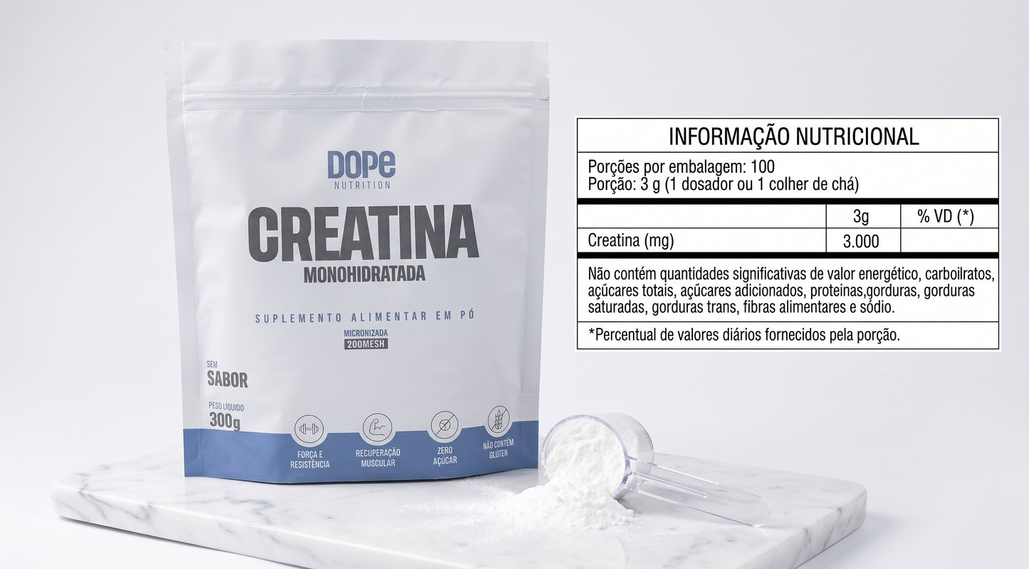 Creatina Micronizada Sem Sabor 300 gramas