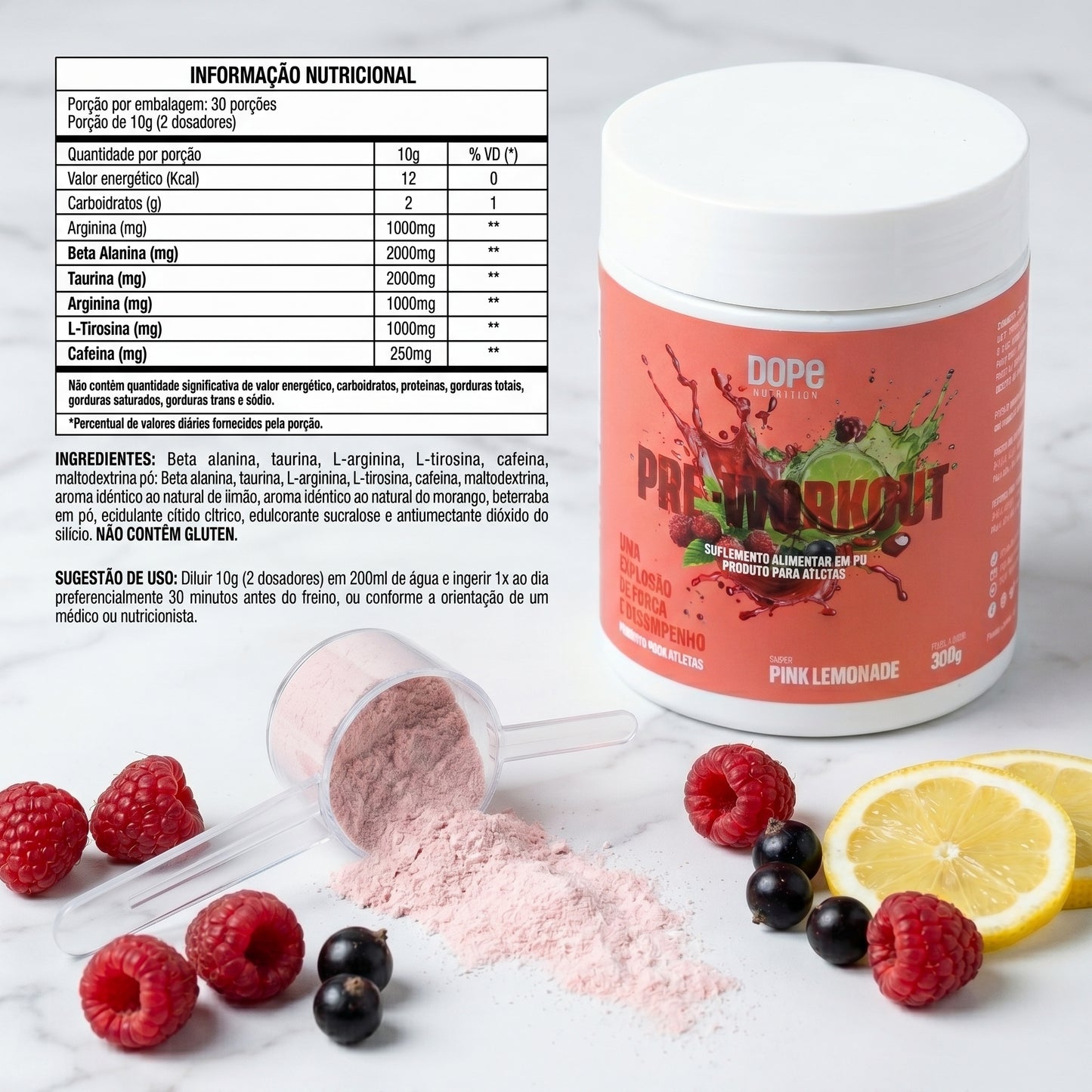 Pré-Treino Pink Lemonade 300 gramas